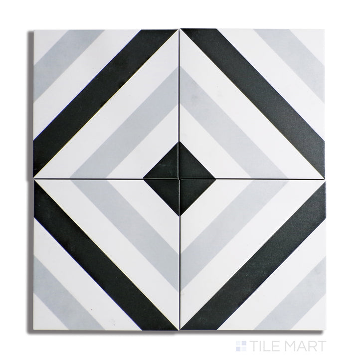 Frame 15 Porcelain Decorative Field Tile 6X6 Stripes B&W Matte