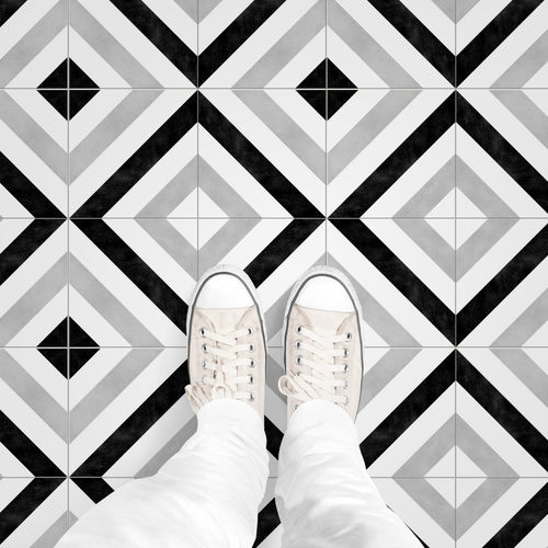 Frame 15 Stripes B&W 6X6 Matte Porcelain Tile