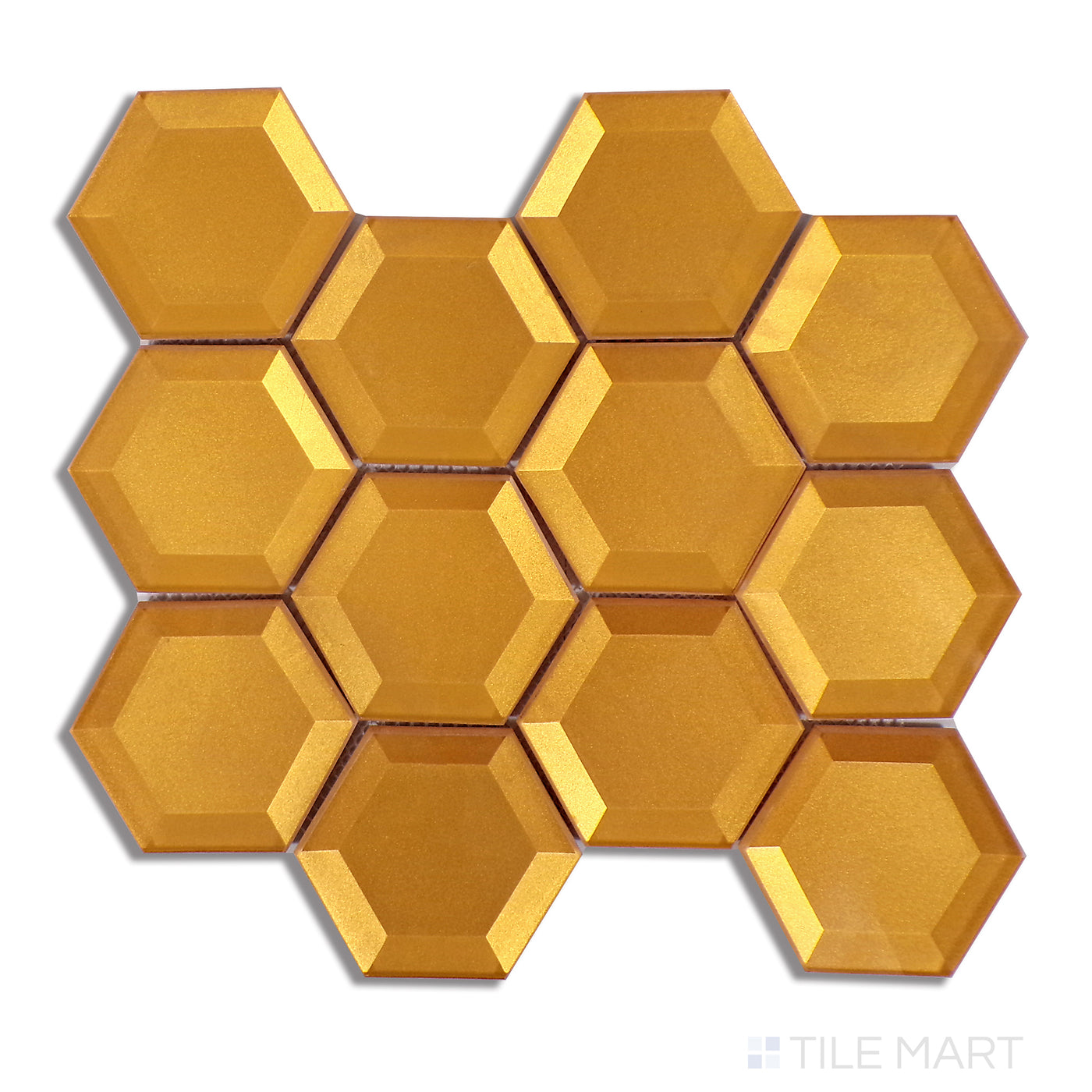 Glass Bold Hexagon Glass Mosaic 10X9 Gold Glossy