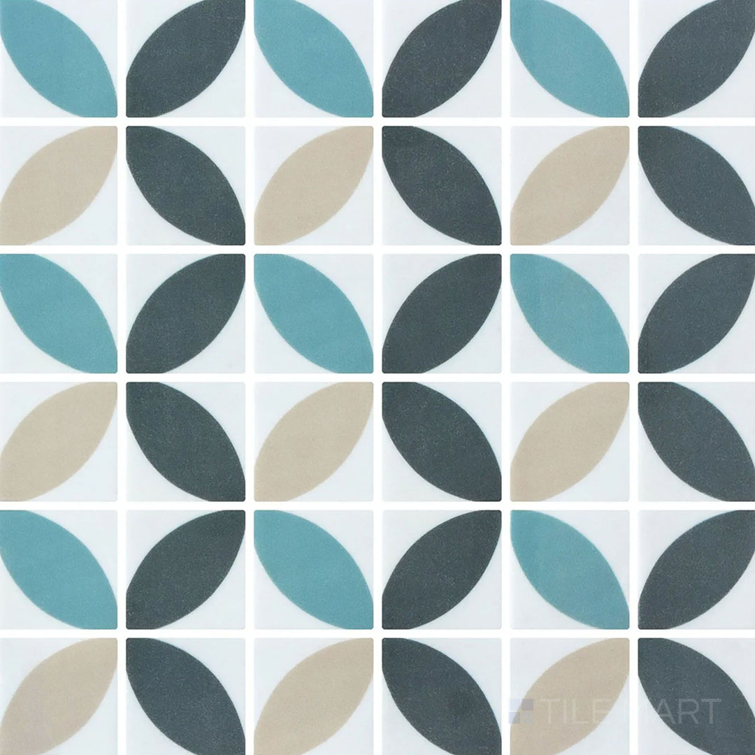 Top-view photo of Onix Glass Icon Mix Blue 2-inch square Azalea matte mosaic, featuring a rich blue tone with a refined matte surface.