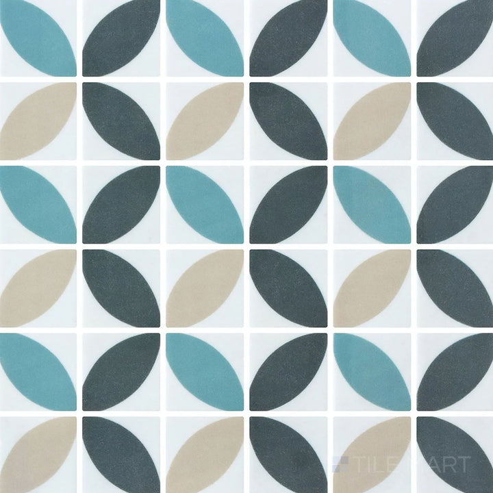 Top-view photo of Onix Glass Icon Mix Blue 2-inch square Azalea matte mosaic, featuring a rich blue tone with a refined matte surface.