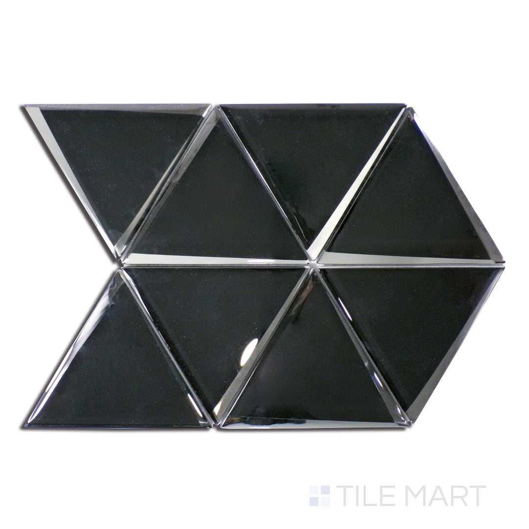Glass Modern 6" Triangle Glass Mosaic 12X11 Black Glossy