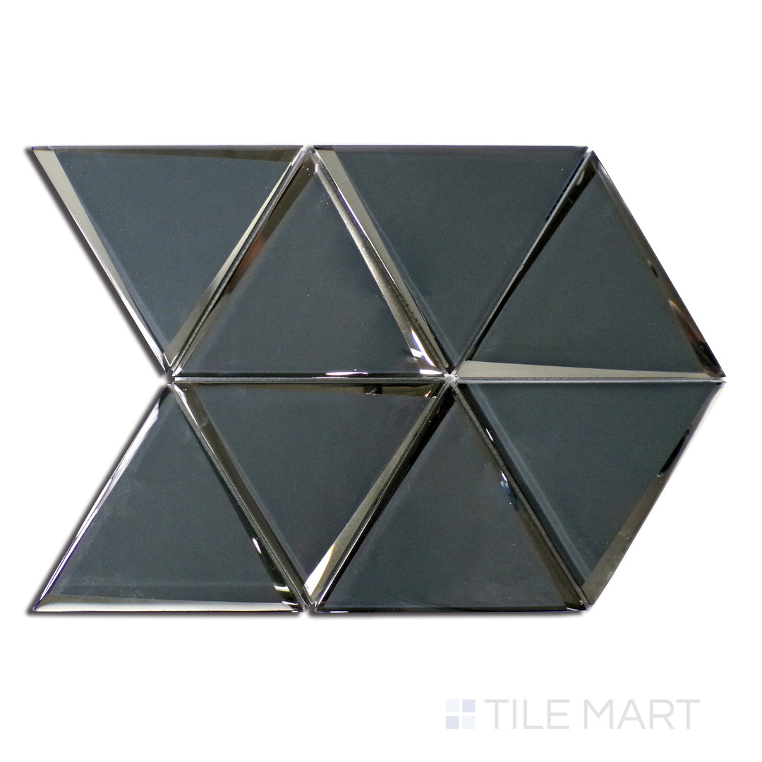 Glass Modern 6" Triangle Glass Mosaic 12X11 Dark Grey Glossy