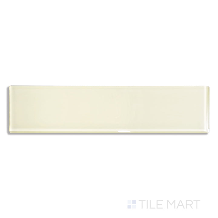 Overhead image of Glass Pastel Yellow 3X12 Glossy, featuring a warm pastel yellow tone with a radiant glossy sheen.