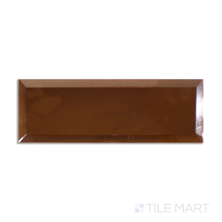 Aerial view of Glass Reflections Copper 4X12 Beveled Glossy, emphasizing a warm copper hue with a deep glossy sheen and beveled design for added dimension.