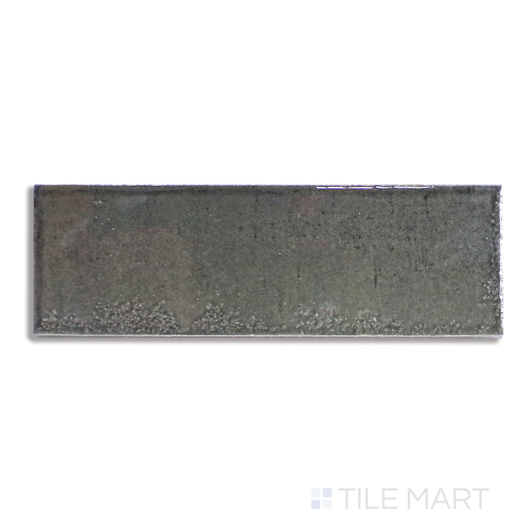 Aerial view of Gleeze Grigio 2X6 Glossy Porcelain, displaying a neutral grey shade with a smooth, reflective surface.