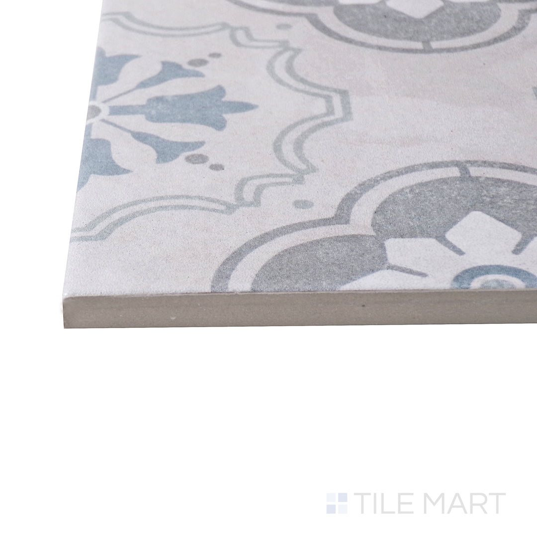 A corner shot of the Hampton 15 Bridgeham 6x6 matte porcelain tile highlights its subtle texture and muted tones, offering a sophisticated and classic appeal.