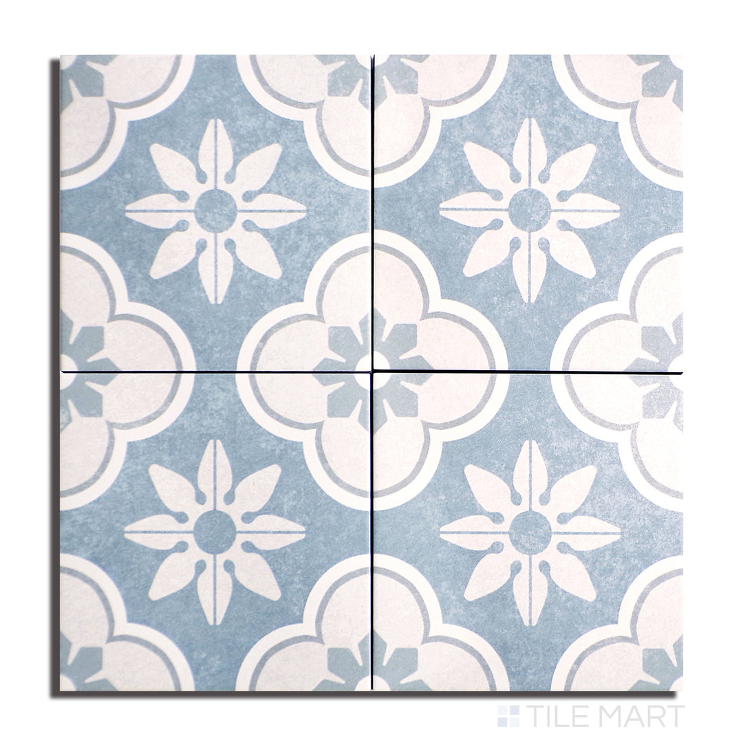 Flat lay of Hampton 15 Montauk 6X6 Matte Porcelain, presenting a sophisticated matte surface with a coastal-inspired color palette.