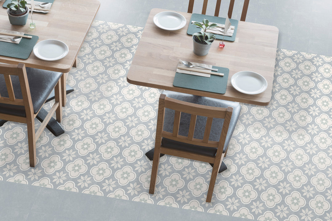 A modern yet timeless ambiance featuring Hampton 15 Montauk matte porcelain, offering subtle sophistication.