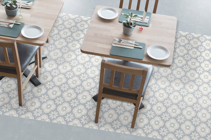 A modern yet timeless ambiance featuring Hampton 15 Montauk matte porcelain, offering subtle sophistication.