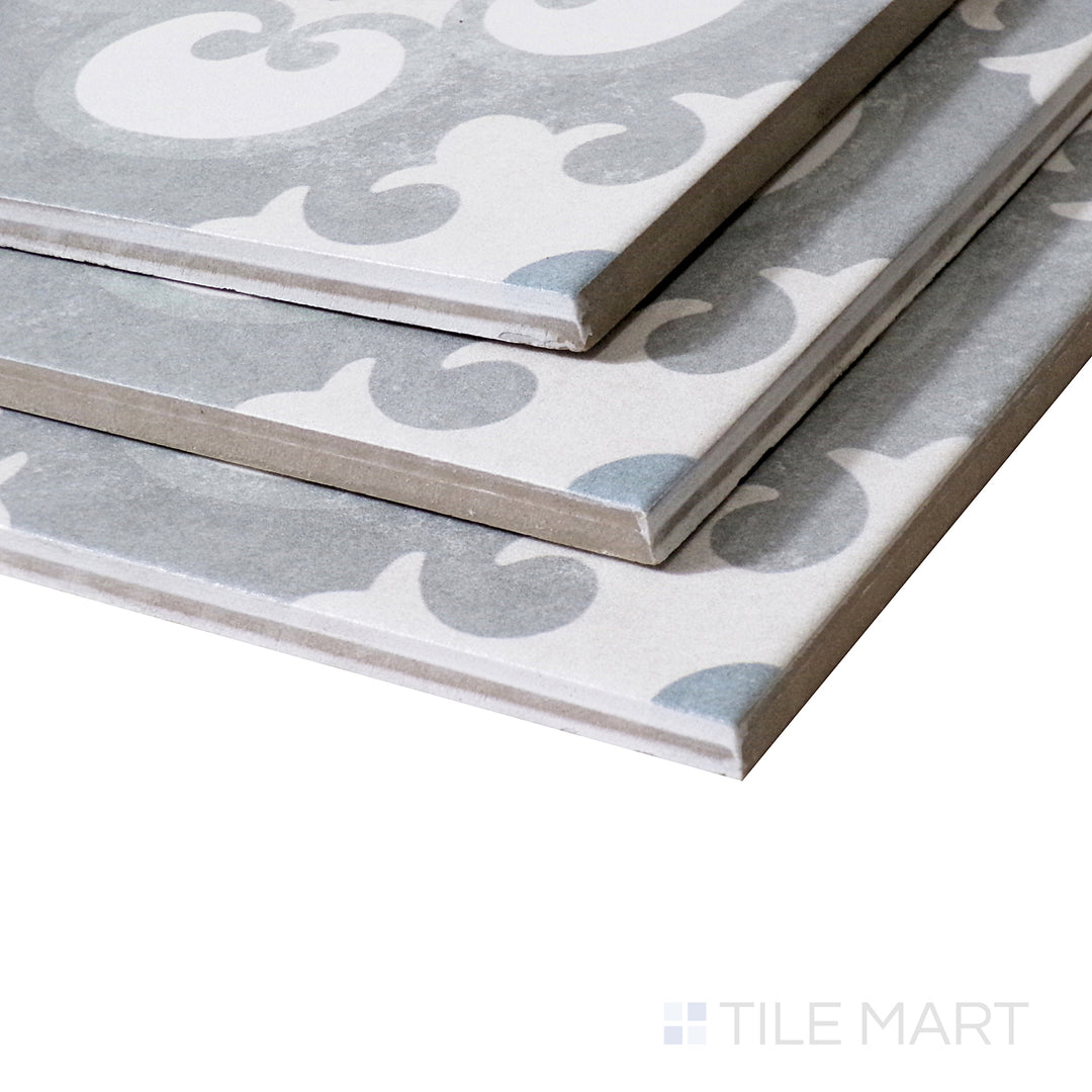 A side-angle shot enhances the subtle patterns and soft matte finish of this Montauk porcelain tile, bringing out its timeless elegance.