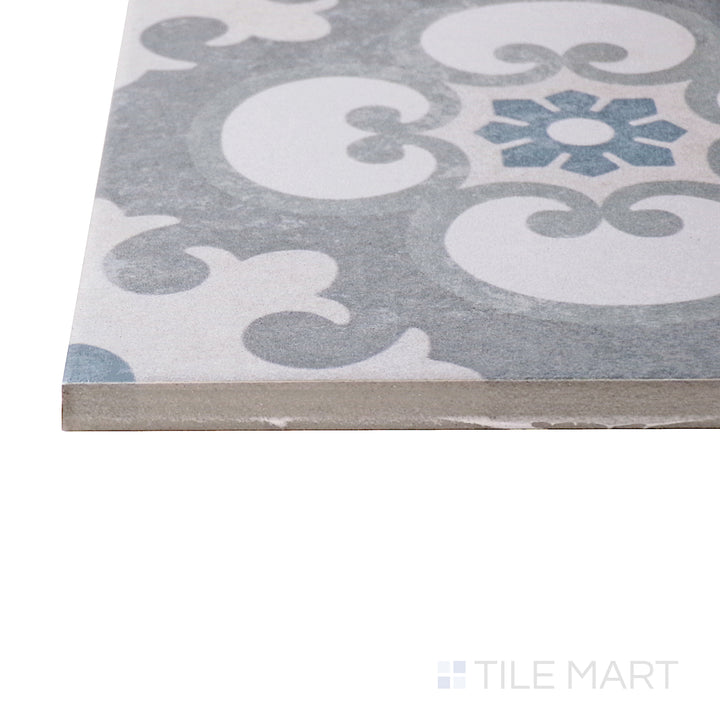 A corner perspective of the Hampton 15 Noyack 6x6 matte porcelain tile emphasizes its refined finish and understated charm, ideal for vintage and contemporary settings.