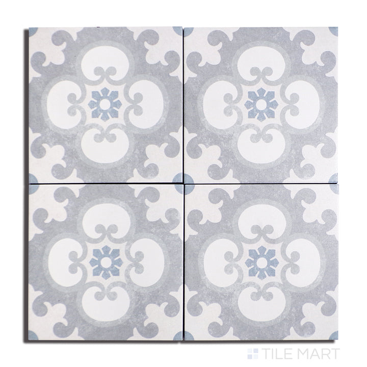 Aerial shot of Hampton 15 Noyack 6X6 Matte Porcelain, featuring an elegant muted shade with a velvety matte texture.