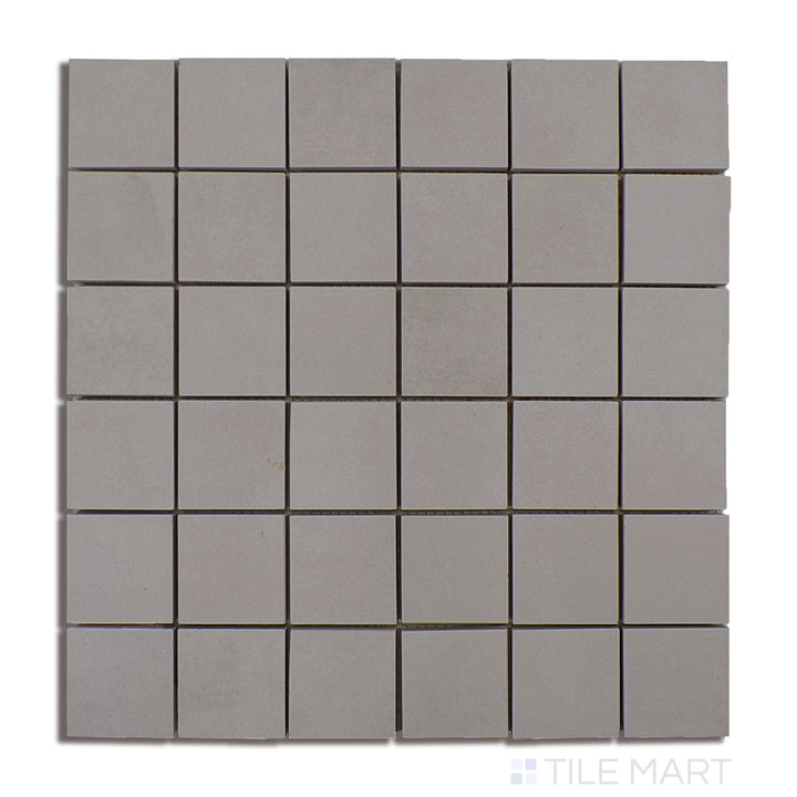 Overhead shot of Kadence Marengo 2" Square Matte Porcelain Mosaic, displaying small square tiles in a deep grey matte finish.