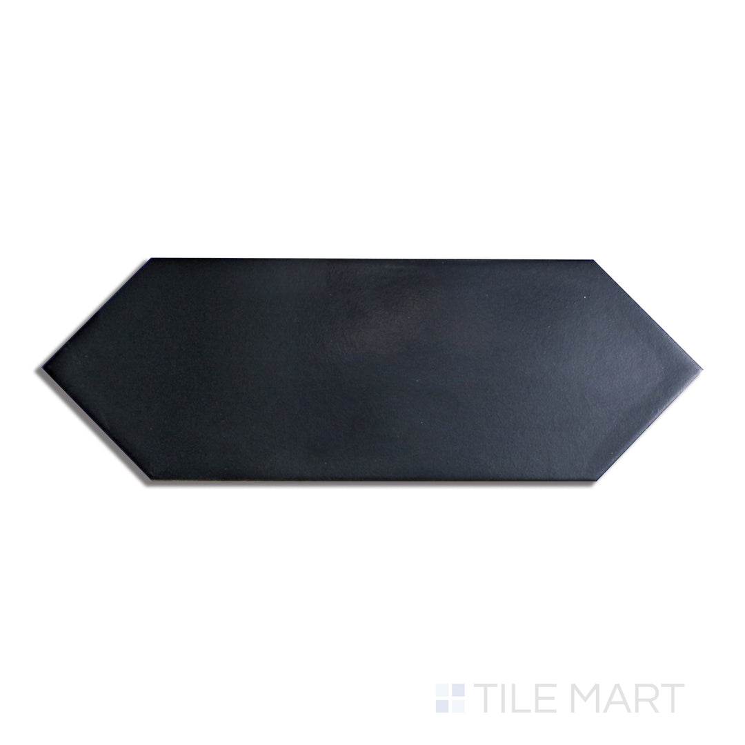 Top-down view of Kite Black 4X12 Matte Porcelain, featuring a deep black hue with a smooth matte finish for a bold, modern touch.