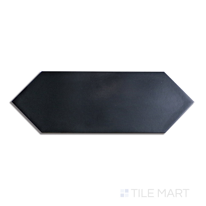 Top-down view of Kite Black 4X12 Matte Porcelain, featuring a deep black hue with a smooth matte finish for a bold, modern touch.