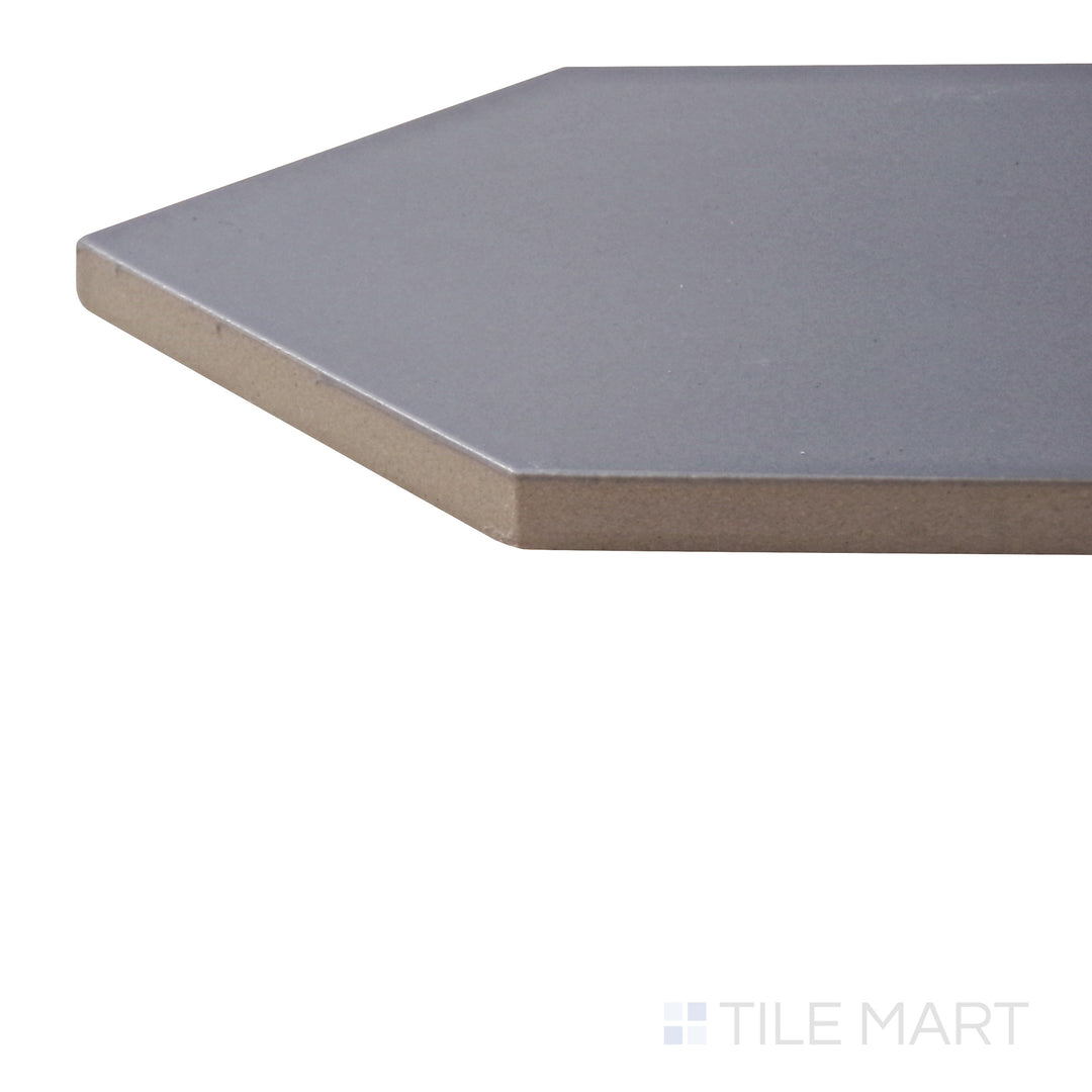 Captured from a corner angle, the Kite Dark Grey 4x12 matte porcelain tile showcases its rich dark gray shade and refined matte texture, perfect for contemporary interiors.