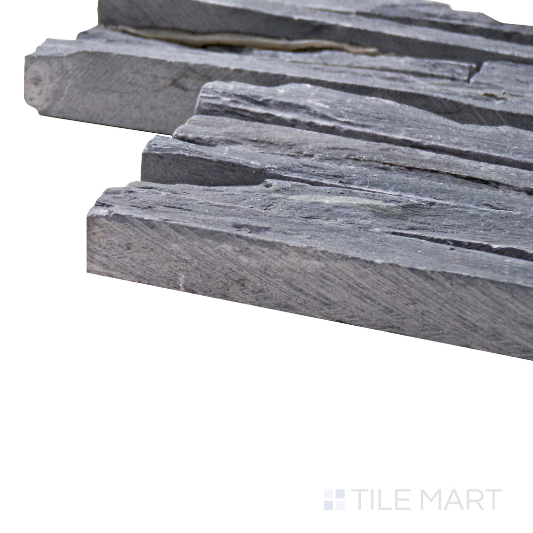 Contemporary Mini Ledgestone Natural Stone Ledger Panel 6X24 Charcoal