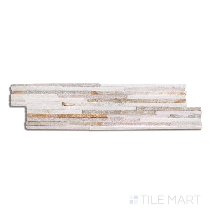 Overhead image of Contemporary Mini Ledgestone Golden Honey 6X24 Natural Stone, featuring warm golden hues with natural veining for an earthy aesthetic.