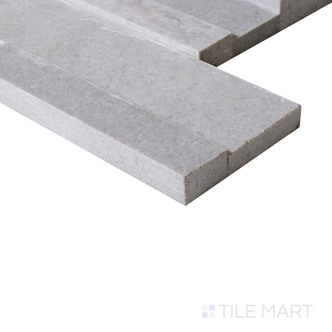 An angled perspective highlights the cool, sophisticated gray tones of this Milano Grey tile, offering a sleek and versatile finish.