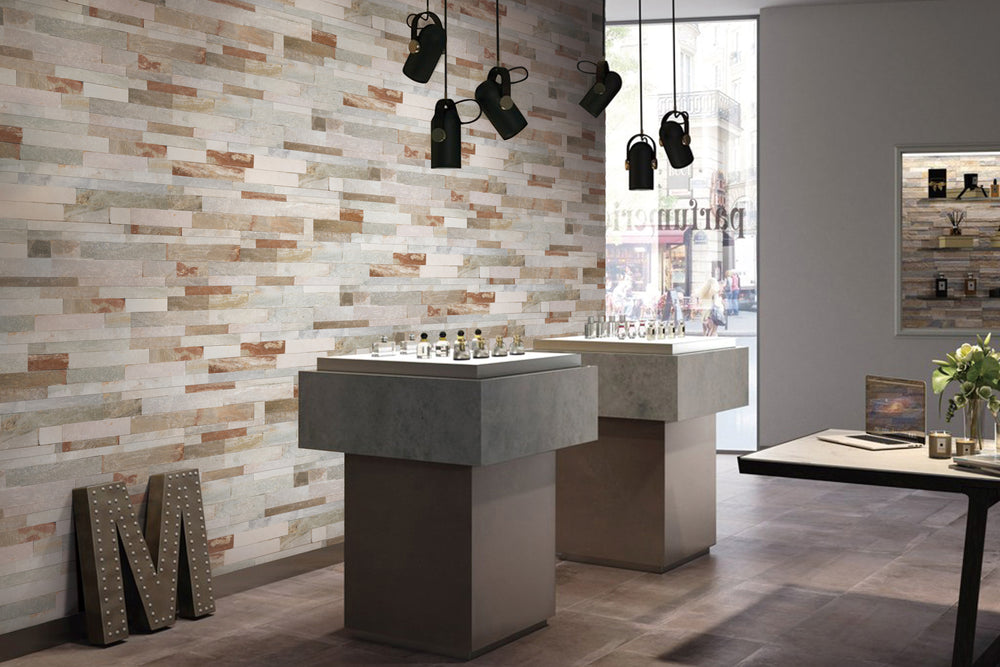 A cozy and warm ambiance created by Natural Splitface Stackstone Panels Desert Honey 6X24, infusing natural charm with rich earthy tones.