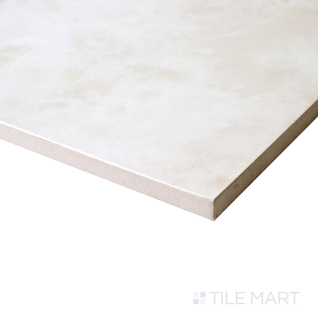 Sleek angle shot of Luxury Kristalus White 24x48 Polished Porcelain, showcasing its glossy finish and bright white surface.