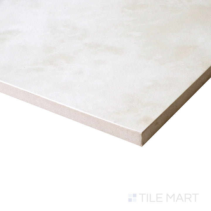 Sleek angle shot of Luxury Kristalus White 24x48 Polished Porcelain, showcasing its glossy finish and bright white surface.