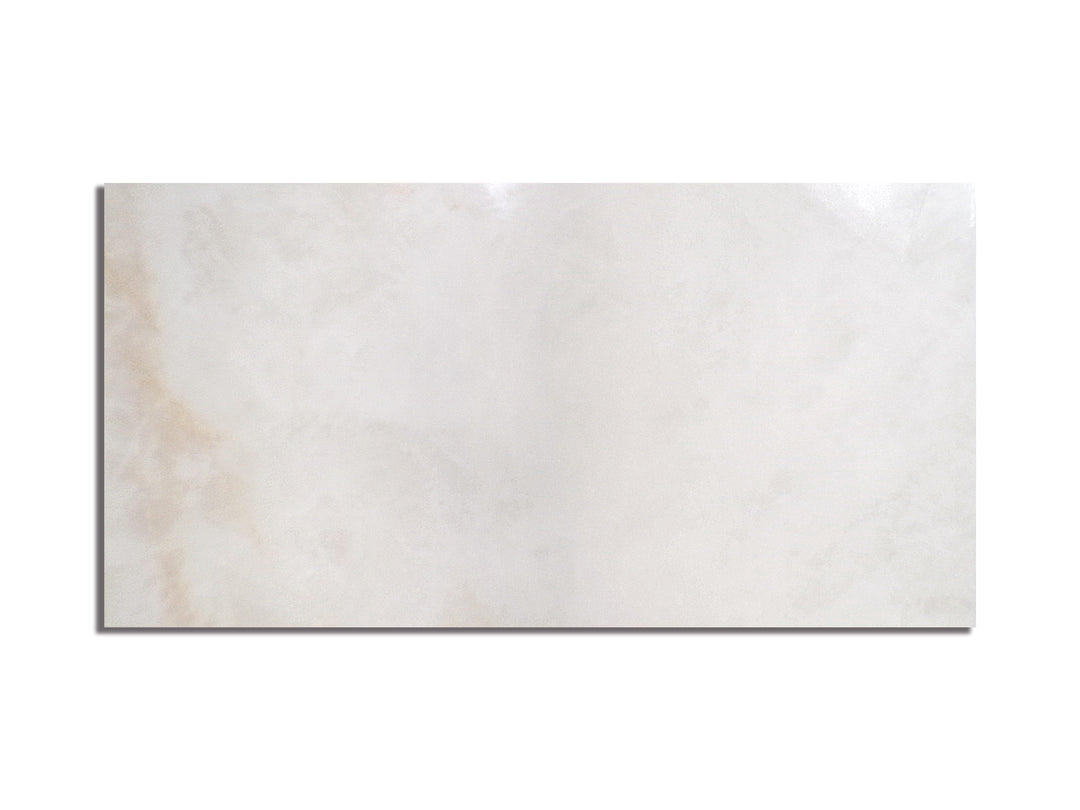 Aerial shot of Luxury Kristalus White 24X48 Polished Porcelain, displaying a crisp white tile with delicate veining and a polished reflective surface.