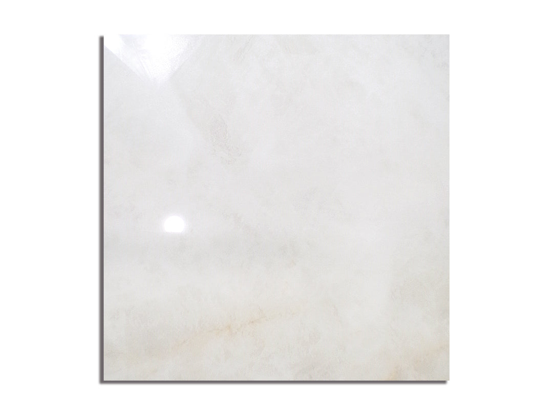 Overhead shot of Luxury Kristalus Cream 48X48 Polished Porcelain, showcasing a soft beige-toned polished tile with subtle stone-like details.