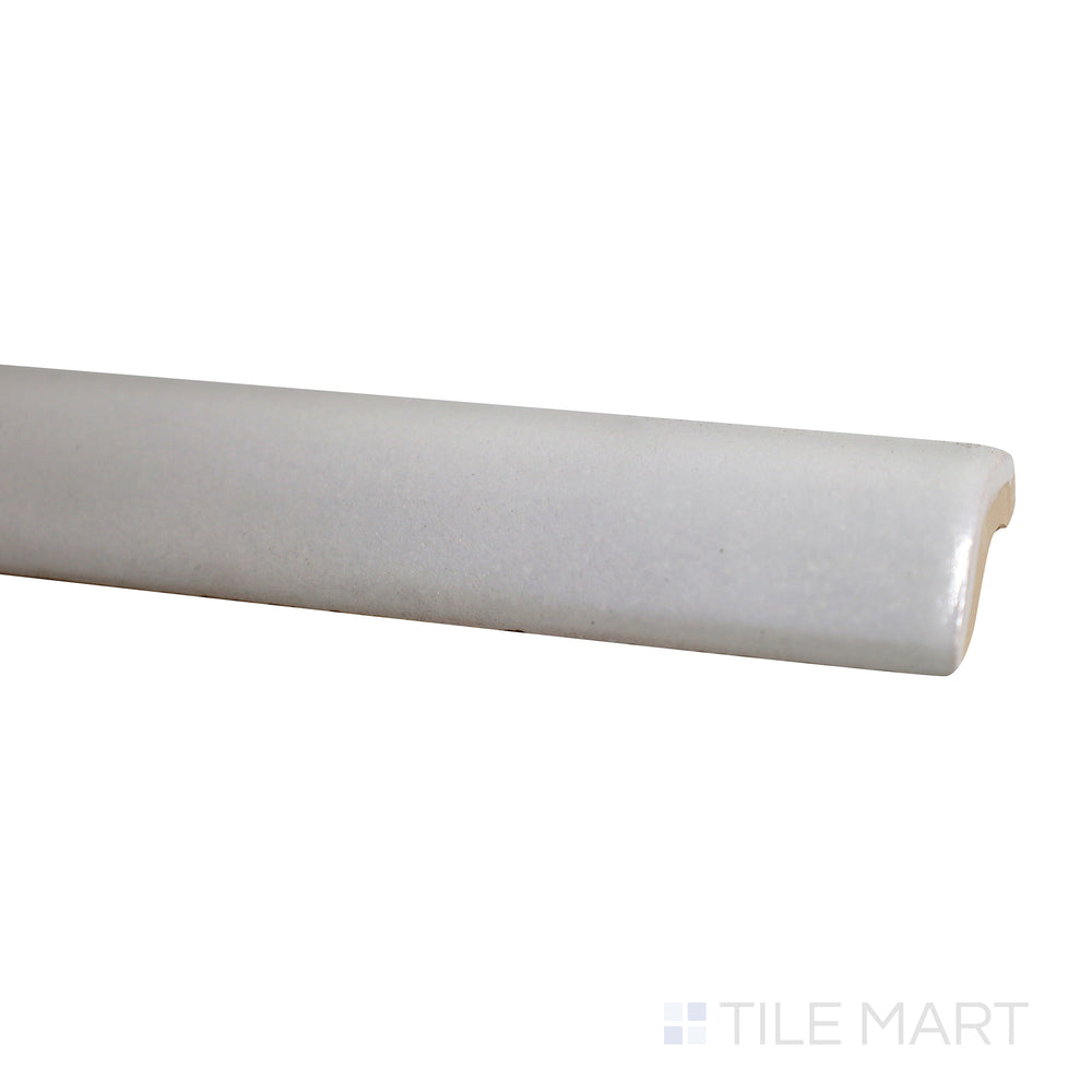 Close-up angle revealing the crisp white finish and subtle matte surface of Mallorca White 1X8 Matte Ceramic Pencil.
