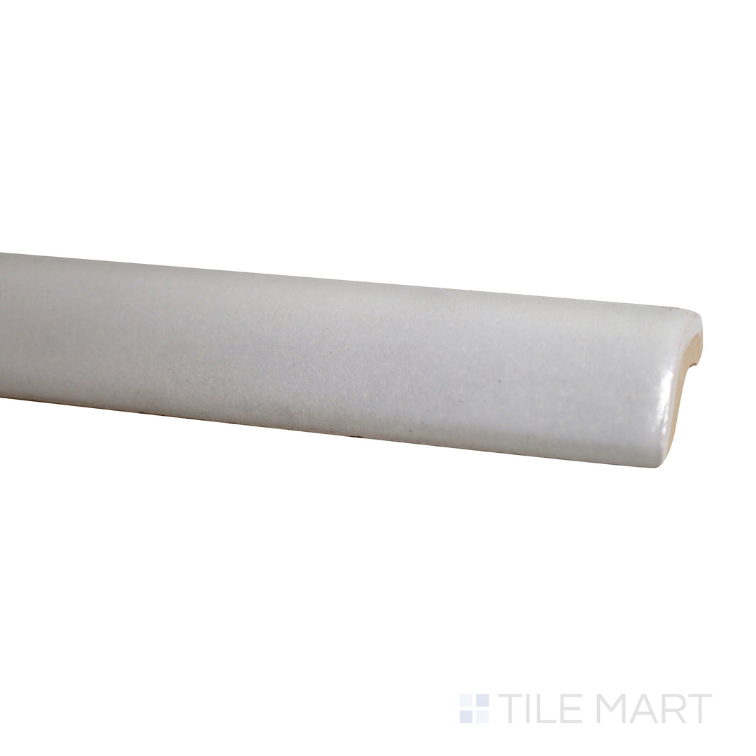 Close-up angle revealing the crisp white finish and subtle matte surface of Mallorca White 1X8 Matte Ceramic Pencil.