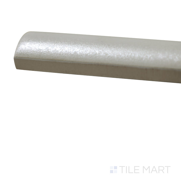 Captured from a corner angle, the Mallorca White 1x8 matte ceramic pencil tile showcases its bright white hue and smooth finish, ideal for polished and clean design transitions.