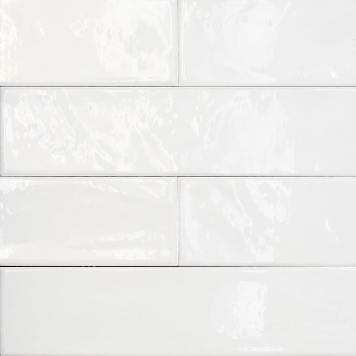 Top-down view of Manhattan Ceramic 1st Ave 3x12 glossy tile featuring a smooth polished finish perfect for walls, backsplashes, and modern interiors