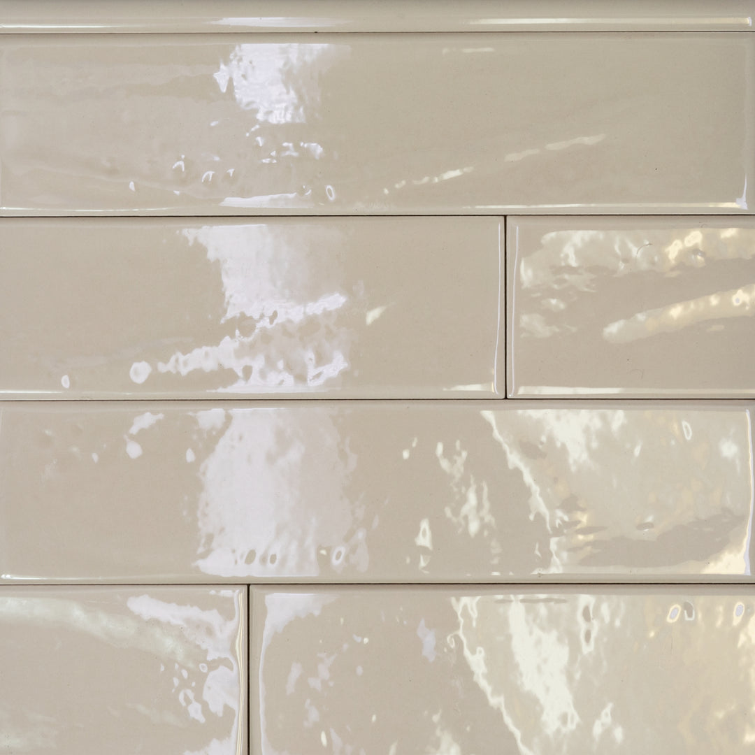 Top view of Manhattan Ceramic 3rd Ave 3x12 glossy ceramic tile showcasing a bright reflective surface ideal for contemporary wall designs and stylish spaces