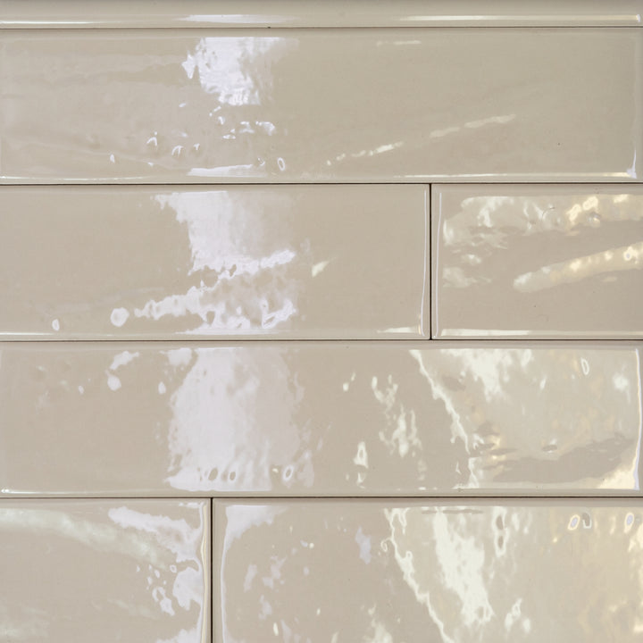 Top view of Manhattan Ceramic 3rd Ave 3x12 glossy ceramic tile showcasing a bright reflective surface ideal for contemporary wall designs and stylish spaces
