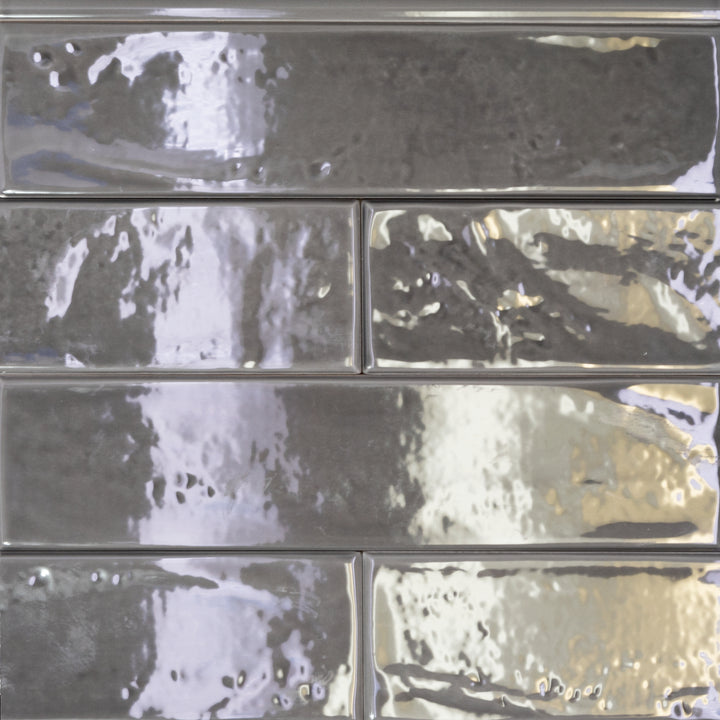 Top view of Manhattan Ceramic 11th Ave 3x12 glossy tile featuring a clear reflective surface ideal for accent walls, bathroom upgrades, or modern backsplash designs