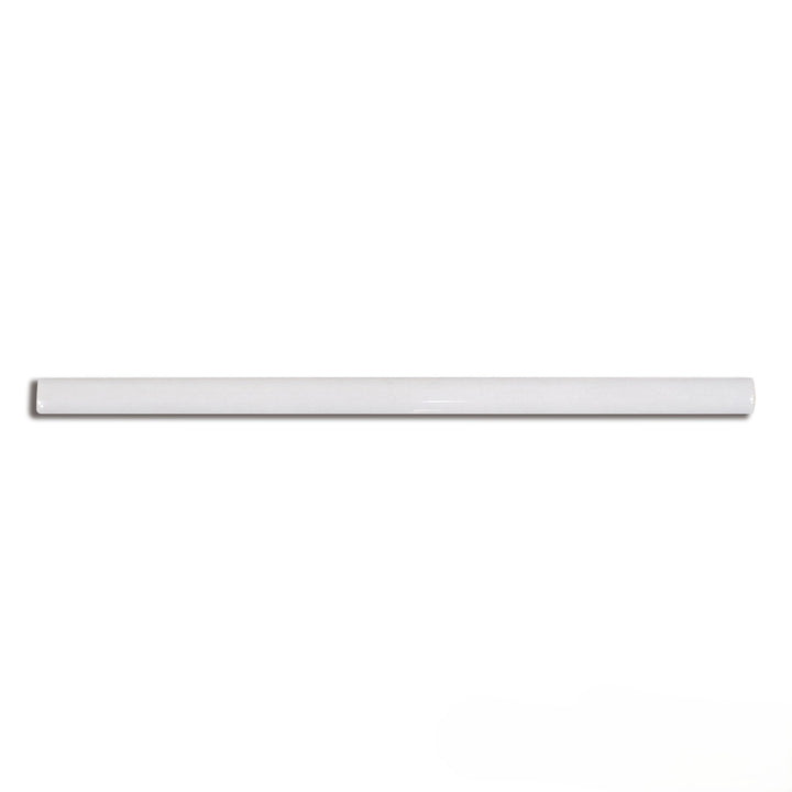 Top-down view of Manhattan Ceramic 1st Ave 0.5x12 glossy demi-bullnose tile with smooth polished edge detail for finishing walls and backsplashes