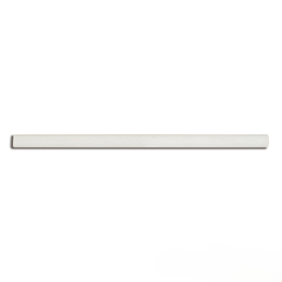 Flat lay of Manhattan Ceramic Maddison 0.5x12 matte demi-bullnose tile with subtle texture perfect for contemporary, seamless wall edges