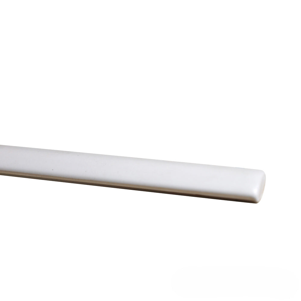 Display view of Manhattan Ceramic Maddison 0.5x12 matte demi-bullnose trim featuring a soft matte edge finish