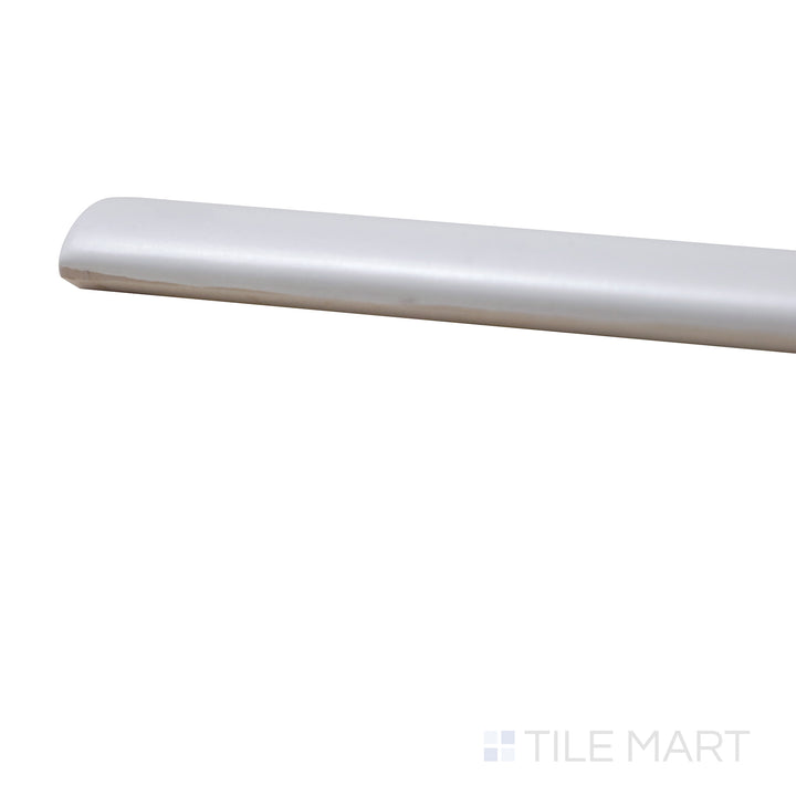 Tile shown from corner angle of Manhattan Ceramic Maddison 0.5x12 matte demi-bullnose tile revealing subtle texture and bullnose edge