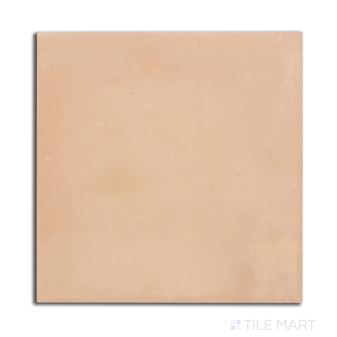 Top-down view of Saltillo Salmon 12X12 Natural Terracotta, a square tile in warm salmon hues with a rustic, handcrafted appearance and natural texture.