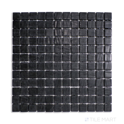 Natureglass Pool Rated Square Glass Mosaic 12X19 Malla Black Glossy