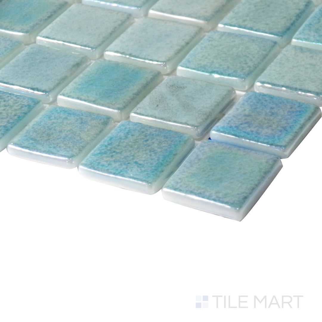 Opalescent Pool Rated Square Glass Mosaic 12X18 Verde Glossy