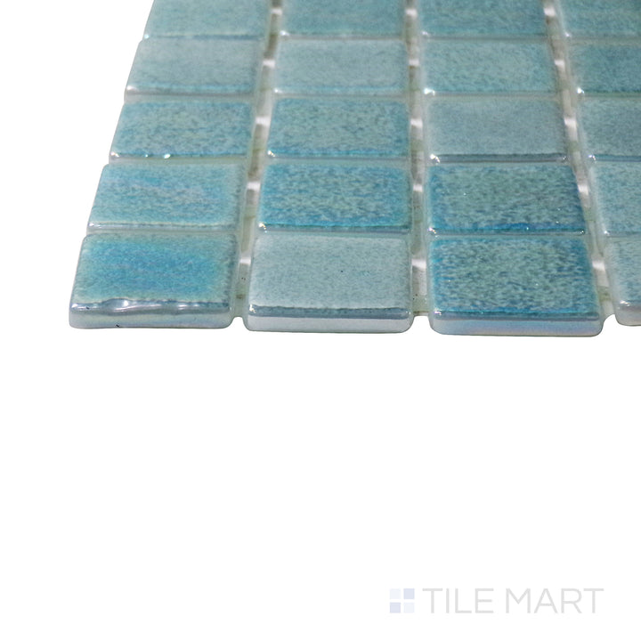 Opalescent Pool Rated Square Glass Mosaic 12X18 Verde Glossy
