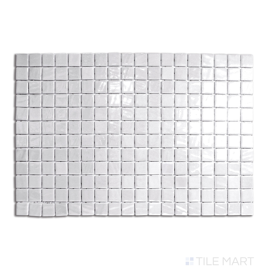 Opalo Pool Rated Square Glass Mosaic 12X18 Blanco Glossy