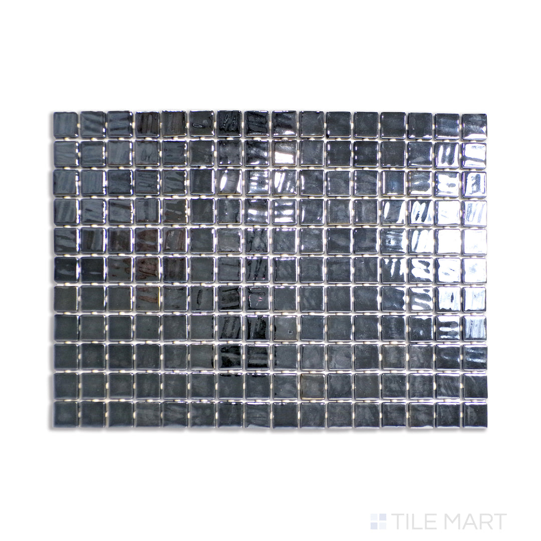 Opalo Pool Rated Square Glass Mosaic 12X18 Negro Glossy