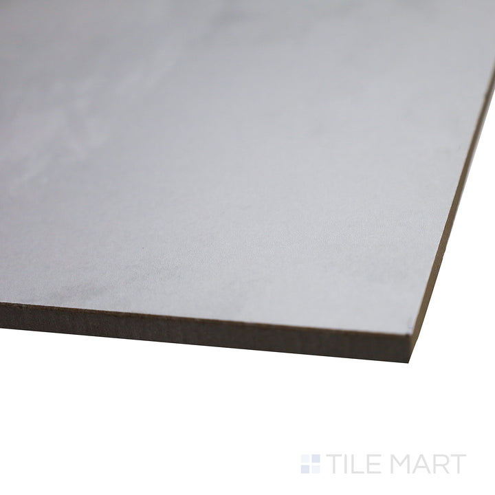 Angled perspective highlighting the expansive, high-end aesthetic of Onyx White 48X48 polished porcelain tile.