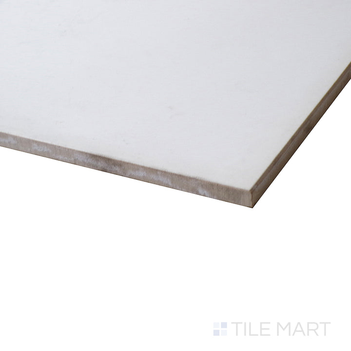 Angled close-up capturing the timeless marble-like pattern of Polished Stone Calacatta 24X24 porcelain tile.