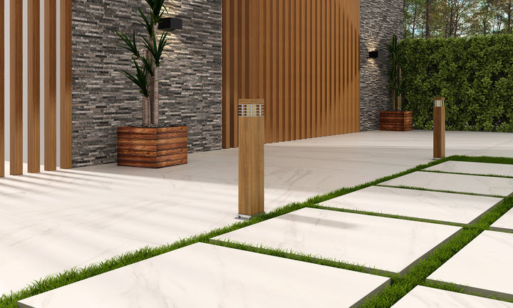 A refined and sophisticated ambiance featuring Polished Stone Calacatta 24X24 porcelain, showcasing exquisite veining and a pristine polished surface.