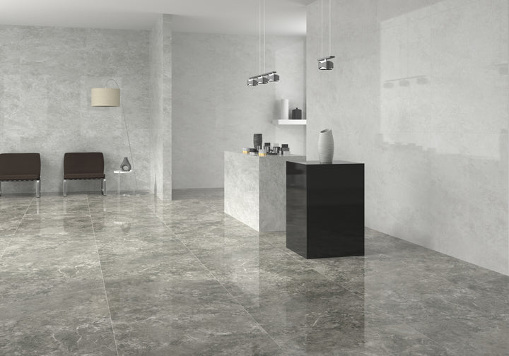 Polished Stone Porcelain Field Tile 24X24 Montclair White